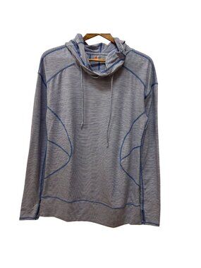 Zella Blue & White Striped Athletic Hoodie Long Sleeve Sz Small